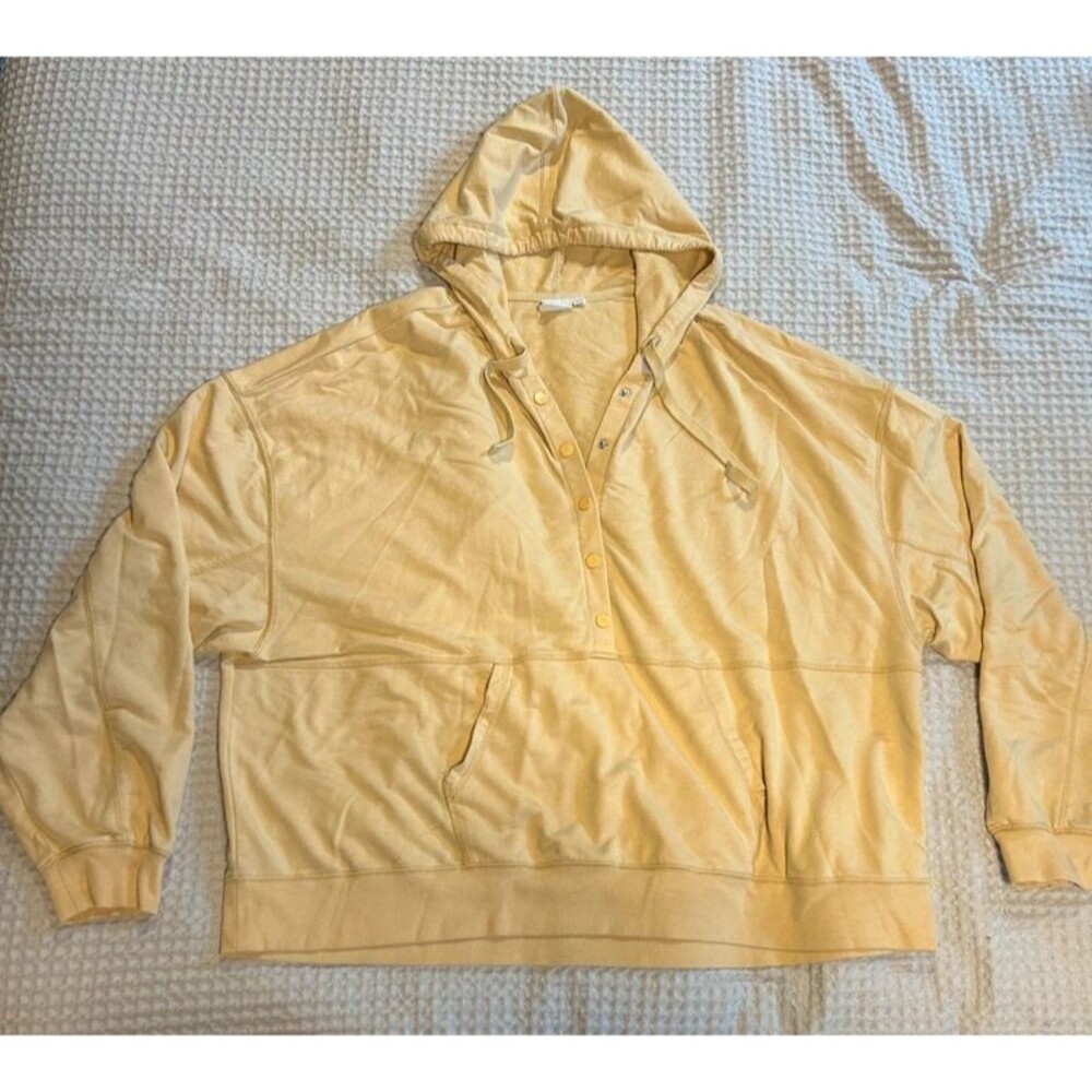 White Crow Light Orange Hooded Henley Pullover Sweatshirt Size 2X